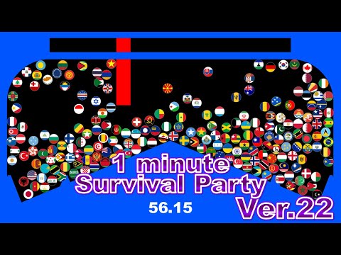 1 minute survival party.Ver22 ~200 countries marble race~ in Algodoo | Marble Factory